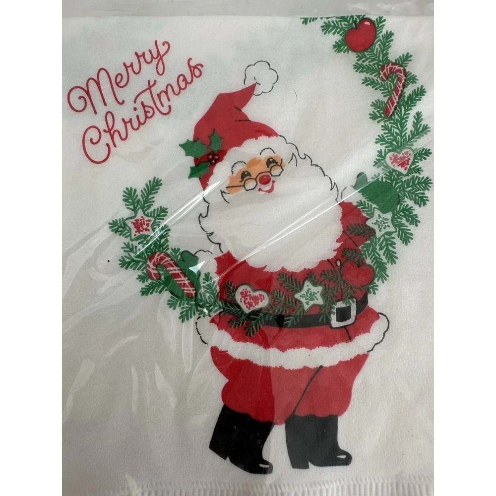Hallmark Santa Claus Vintage Paper Cocktail Christmas Napkins Holiday